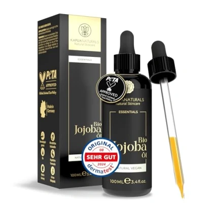 Obrázek jojobový olej bio 100 ml 100% čistý, přírodní a lisovaný za studena na vlasy, pokožku hlavy, řasy, obočí, vousy nehty Vegan nejvyšší čistota