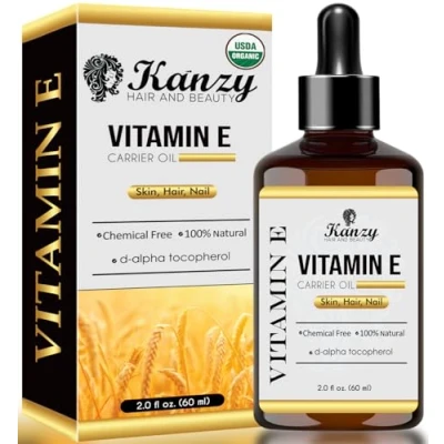 Obrázek Kanzy Bio kapky vitamínu E pro kosmetiku 60 ml 100% přírodní d alfa tokoferol, proti vráskám, stárnutí, čistý vitamin olej vráskám všeho druhu, obličeji, nehtům a vlasům