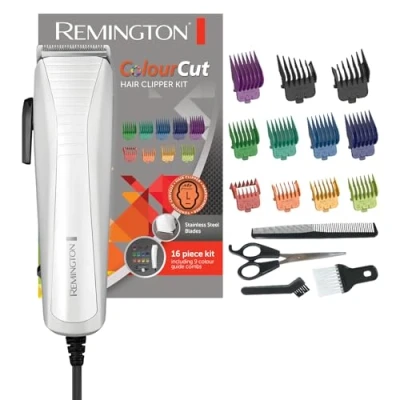 Obrázek Remington zastřihovač vlasů Color Cut (síťový vlasů, samoostřící ostří z nerezové oceli, včetně 16 příslušenství 11 hřebenů) muži HC5035