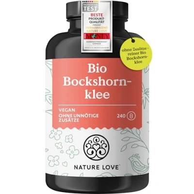 Obrázek NATURE LOVE® bio pískavice řecké seno 240 veganských kapslí vysoká dávka 2600 mg v denní dávce (650 na kapsli) certifikát Fenugreek bez nežádoucích přísad, vyrobeno Německu