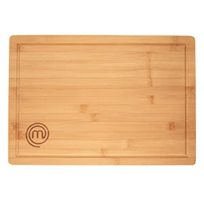 Obrázek MasterChef Krájecí prkénko dřevo, dřevěné kuchyně s drážkou na šťávu, přírodní, udržitelné, 39 cm x 27 3 cm, extra silné, barvy dřeva