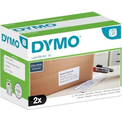 Obrázek DYMO Originální LabelWriter odesílání/jmenovkové etikety 102 mm x 59 2 role s 575 snadno odstranitelnými štítky (1 150 štítků) pro tiskárny etiket 4XL/5XL