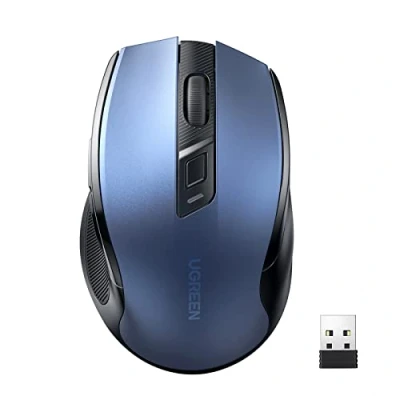 Obrázek UGREEN 2.4G bezdrátová myš s 4000 DPI, ergonomický design, USB přijímačem, výdrž baterie 18 měsíců, kompatibilní notebookem, Windows macOS Linux (modrá)