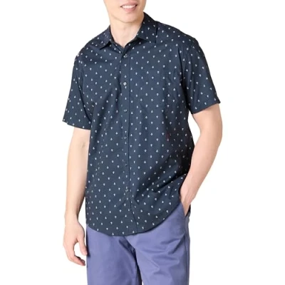 Obrázek Amazon Essentials Pánská košile s krátkým rukávem potiskem, normální střih, námořnická modř bílá, vzor kotvy, XL