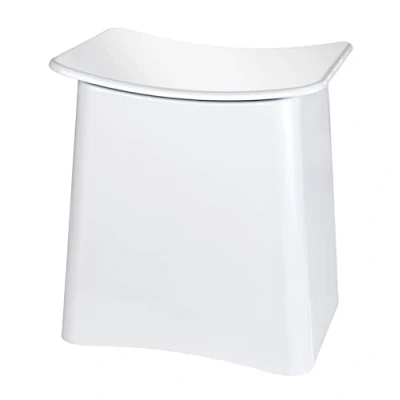 Obrázek WENKO Wing Badhocker und Wäschekorb, Hocker mit Deckel herausnehmbarem Wäschesack, Kunststoff, Fassungsvermögen 33 L, 45 x 48 cm, Weiß