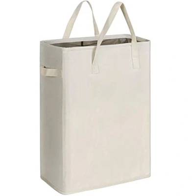 Obrázek Chrislley Slim Wäschekorb Kleiner Faltbarer Zusammenklappbarer Wäschesack Schmaler mit Griff 45L Beige