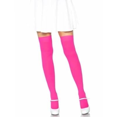 Obrázek Leg Avenue Dámské 6672 vysoké, jedna velikost (neonově růžová) nylon Thigh Highs, neonově růžová, jednotná EU, neonová