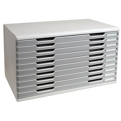 Obrázek Exacompta Zásuvkový box 324041D a odkládací systém Modulo DIN A3 s 10 zásuvkami 350 x 576 320 mm odolný se vysokou kapacitou pro více místa šedá/kamenná šedá