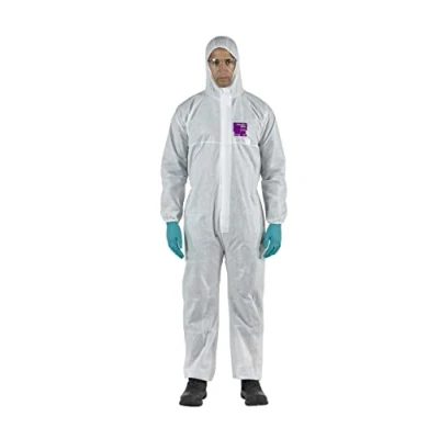 Obrázek Ansell AlphaTec Bodysuit, jednorázový overal s kapucí, ochrana proti chemikáliím, průmyslové ochranné oblečení, pro muže a ženy (1 ks), bílá