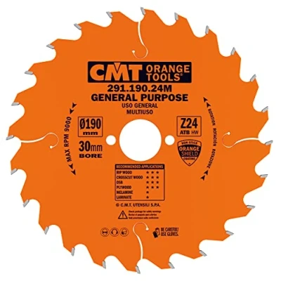 Obrázek CMT Orange Tools Kreissägeblatt HW 190 x 2,6 / 1,6 30 Z=24 10 ATB 291.190.24M für Längs und Querschnitte