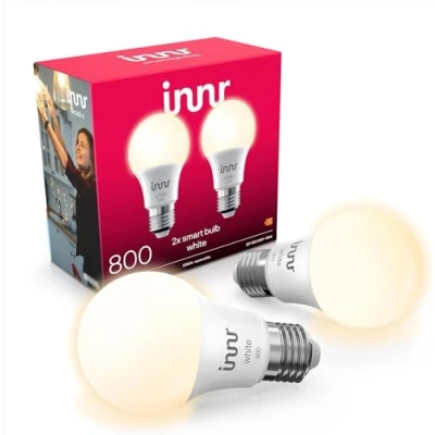 Obrázek innr Zigbee E27 Smart lampa, funguje s Alexa a Hue* (nutná bridge), teplá bílá, žárovka stmívatelná, Home žárovka, 806 lumenů, balení 2 ks