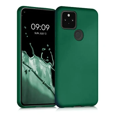 Obrázek kwmobile pouzdro kompatibilní s Google Pixel 5 ochranné ze silikonu metalicky třpytivé na mobil metalické tmavě zelené