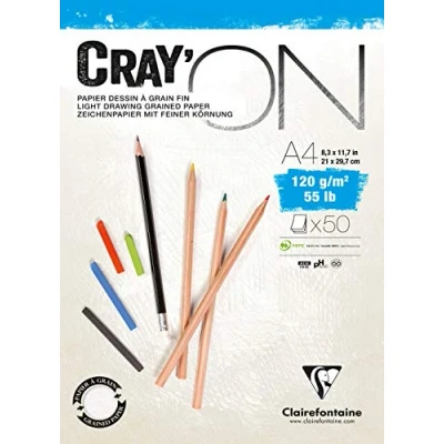 Obrázek Clairefontaine 975027C Zeichenblock Cray’On (160 g, ideal für Trockentechniken, 30 Blatt, DIN A4, 21 x 29,7 cm, kopfseitig geleimt) extra weiß