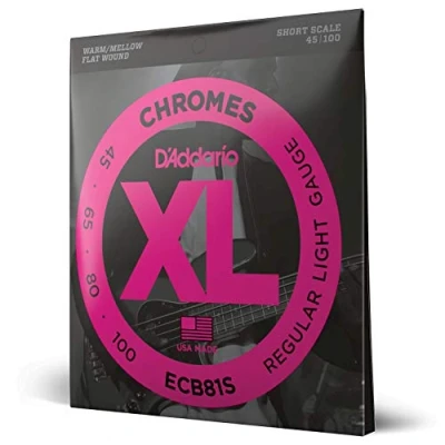 Obrázek D&#039;Addario E Basové kytarové struny Bass pro basovou kytaru Strings basů ECB81S XL sada strun Short 0,11 cm 0,25 (045 100 palců)