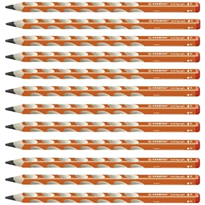 Obrázek Ergonomická trojhranná tužka pro praváky STABILO EASYgraph v oranžové barvě balení 12 ks stupeň tvrdosti HB