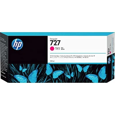 Obrázek HP 727 Magenta 300 ml originální inkoustová kazeta DesignJet (F9J77A) s vysokou kapacitou, inkoust pro velkoformátové tiskárny řady T2500, T1500 &amp; T900 a také tiskovou hlavu