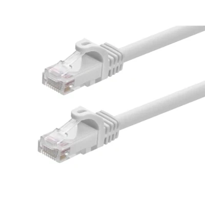 Obrázek Monoprice 109818 Flexboot Cat6 ethernetový propojovací kabel síťový internetový RJ45, spletený, 550 MHz, UTP, čistý měděný drát, 24 AWG, 15,2 m, bílý