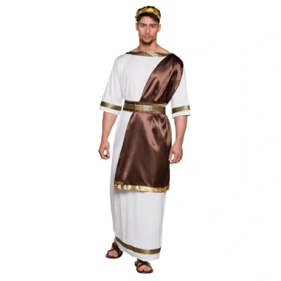 Obrázek Boland 83861 Kostým Zeus pro dospělé, velikost M/L, toga s šálou, ozdoba do vlasů a pás, Římané, tématická party, karneval, bílá