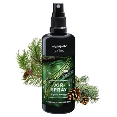 Obrázek AllgäuQuelle® Bio Airspray pokojová vůně Allgäuer přírodní vzduch se 100% čistě přírodními éterickými oleji veganský osvěžovač vzduchu osvěžuje v místnosti, 100