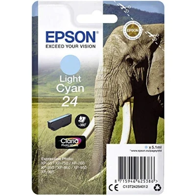 Obrázek Epson Originální inkoust 24 slon (XP 750, XP 850, 950, 55, 760, 860, 960, 970), světle azurová