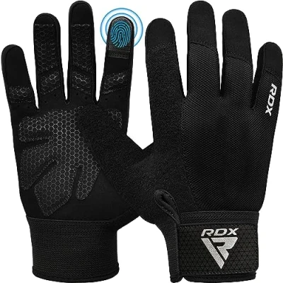 Obrázek RDX Fitness rukavice s plnými prsty, dámské, pánské, vzpírání, dotykové rukavice, tréninkové kulturistika, silový trénink, posilování, cvičení, zvedání, sport, rukojeť,