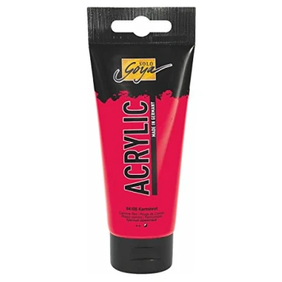 Obrázek KREUL 84108 Solo Goya Acrylic, 100ml tuba v karmínově červené, krémově mnohostranně použitelná akrylová barva ve studijní kvalitě, na bázi vody, rychle a matně schnoucí, dobře krycí, vodotěsná