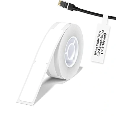 Obrázek NIIMBOT Kabel Etikett (0,49&quot; x 4,29&quot;) Drucker Aufkleber Papier mit Selbstklebend für D11 Label Maker, 1 Rolle à 65 Stück (Weiß)