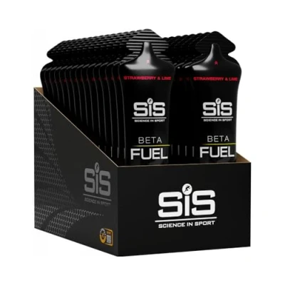 Obrázek Science in Sport Beta Fuel Gel, 40 g Carbs, poměr maltodextrinu k fruktóze 1 až 0,8 zlepšuje vstřebávání sacharidů, snižuje nepohodlí, energetická tyčinka pro sportovce, 30 x 60 ml, jahody a limetky