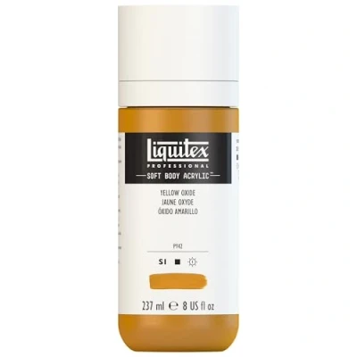 Obrázek Liquitex 1923416 Professional akrylová barva Soft Body umělecká v krémově krycí konzistenci, vysoká pigmentace, světlostálá a odolná proti stárnutí, láhev 237 ml žlutá oxidační