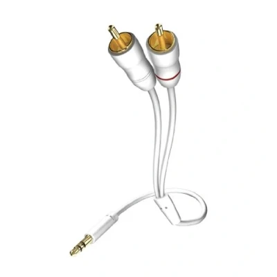 Obrázek inakustik 003100015 adaptér na jack Star 3,5 mm &gt; 2 x RCA pro připojení smartphonů, tabletů nebo PC k HiFi zesilovači 1,5 m v bílé barvě Stínidlo fólie proti vnějším rušivým vlivům