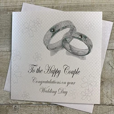 Obrázek WHITE COTTON CARDS Code xxpd4 groß Hochzeit Bands to The Happy Couple Congratulations on Your Wedding Day handgefertigt Karte
