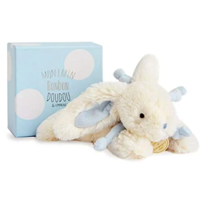 Obrázek Doudou et Compagnie DC3379 Stofftier Hase, 25 cm, Blau, Creme/Blau
