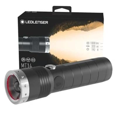 Obrázek Ledlenser MT14, LED kapesní svítilna, nabíjecí, zaostřitelná, s baterií, 1000 lumenů v režimu Boost Mode, dosah svícení 320 metrů, doba 192 hodin, 1 kus