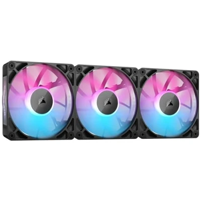 Obrázek Corsair iCUE LINK RX120 RGB 120mm PWM ventilátor s System Hub magnetické kupolové ložisko balení po třech kusech černé