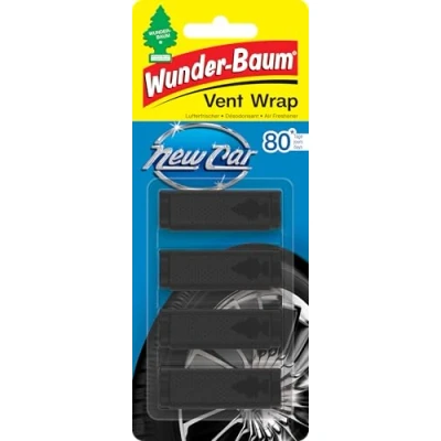 Obrázek WUNDER BAUM Vent Wrap Osvěžovač vzduchu do větrací mřížky Nabízí dlouhotrvající vůni nenápadný design New Car, 4 kusy