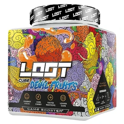 Obrázek LOOT Game Booster koncentrace, vytrvalost, reakční schopnost 50 servings (400 g) s kofeinem a 20 jedinečnými složkami Složení Flow State Devil Fruit