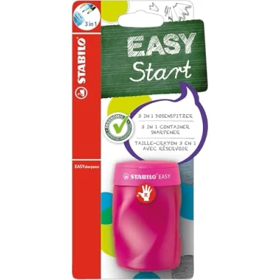 Obrázek Ergonomické ořezávátko na konzervy pro praváky STABILO Easy Sharpener 3 v 1 růžový
