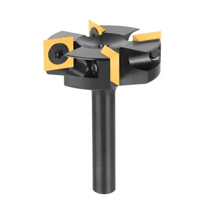 Obrázek SpeTool Čelní fréza 8 mm dřík 40 mm, kotoučová pro horní frézku, oboustranné destičky, spoilboard, 4 flétny CNC frézka na dřevo s povrchovou úpravou ATS