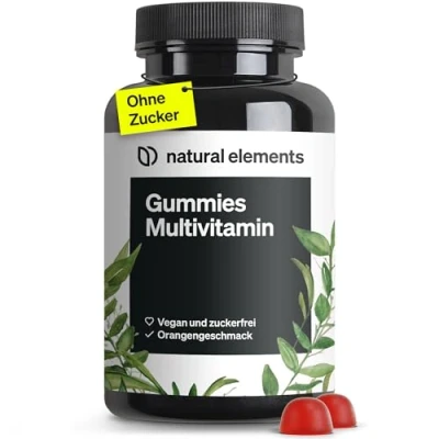 Obrázek Gumový multivitamin 120 ovocných gumových medvídků přírodní aroma s 12 vitamíny a minerálními látkami (vitamin C, D3, biotin, kyselina listová, zinek další) vyrobeno v Německu laboratorně