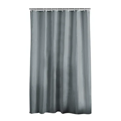 Obrázek Douceur d&#039;interieur ESSENCIA Duschvorhang mit Haken, Polyester, Anthrazit, 180 x 200 cm