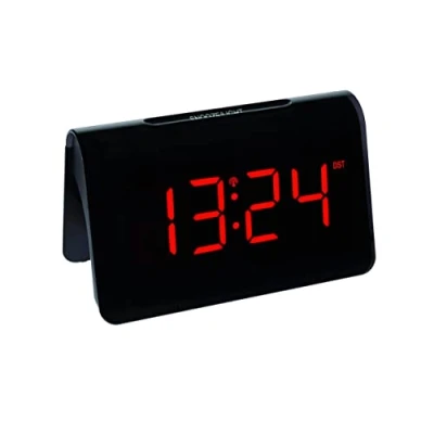 Obrázek TFA Dostmann ICON Digitální rádiový budík, 60.2543.05, budík s individuální dobou trvání snooze, 2 stupně jasu, velmi světlé červené LED číslice, rádiové hodiny, černý