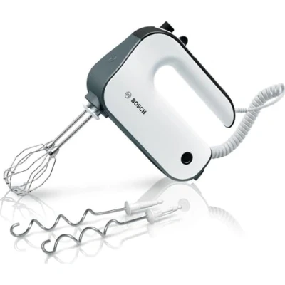 Obrázek Bosch Ruční mixér Styline MFQ49300, 5 stupňů, 2 míchací metly a hnětací háky z ušlechtilé oceli, spirálový kabel, 850 W, bílý/tmavý stříbrný