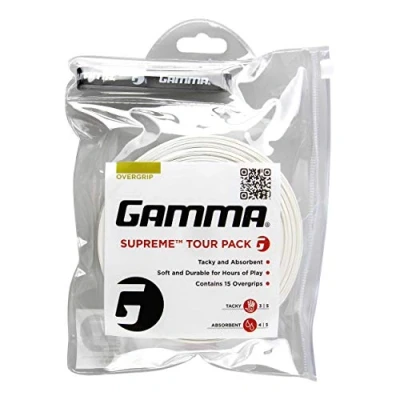Obrázek Gamma Páska Supreme Overgrip 15 Tour Pack, bílá, jedna velikost