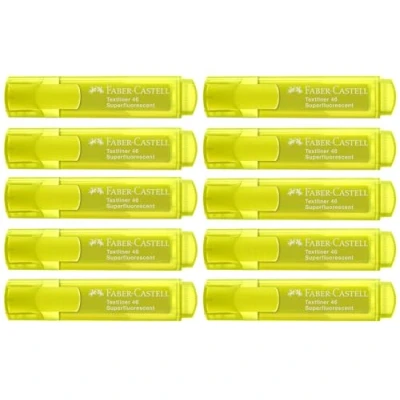 Obrázek FABER CASTELL 154607 zvýrazňovač žlutý, 10 zvýrazňovačů, tloušťka linky 1 5 mm, neonový popisovač