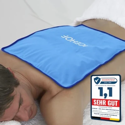 Obrázek ICEHOF chladicí polštářky XXL Gel polštář velký hebký, chladivý akumulátor balíček Ice Pack Studený komprese Ledový sáček vak Gelový Coolpack 38 x 28 cm