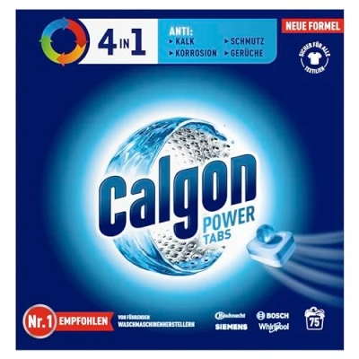 Obrázek Calgon 4 v 1 Power Tabs změkčovač vody proti usazeninám vodního kamene, nečistotám, korozi pračce a předchází nepříjemným pachům x 75 tablet
