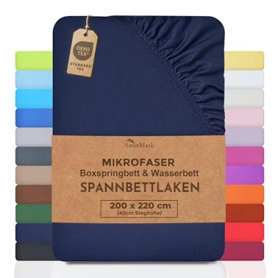 Obrázek NatureMark Pružinová postel z mikrovlákna a vodní postel, napínací prostěradlo 200 x 220 cm výška stěny 40 100% polyester, námořnická modrá