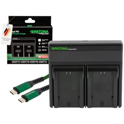 Obrázek PATONA Premium Dual PD nabíječka pro NP FZ100 akumulátory, funkce powerbanky USB C, LCD displej, rychlé nabíjení s PD20W/45W kompatibilní Sony Alpha FX30 A1 A9 A9II A7RIII A7RIV A7III A7IV