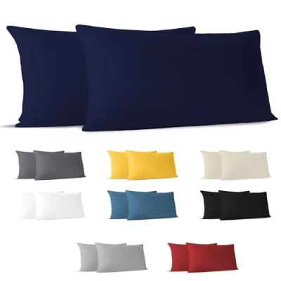 Obrázek Dreamzie povlak na polštář 40 x 80 (sada se 2) 100% žerzejová bavlna 150 g/m2 tmavě modrý cm odolný a hypoalergenní