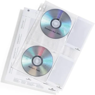 Obrázek Durable CD/DVD obaly (A4 s ochrannou rouní pro 4 CD/DVD, z PP) sáček à 5 kusů, transparentní, 522219